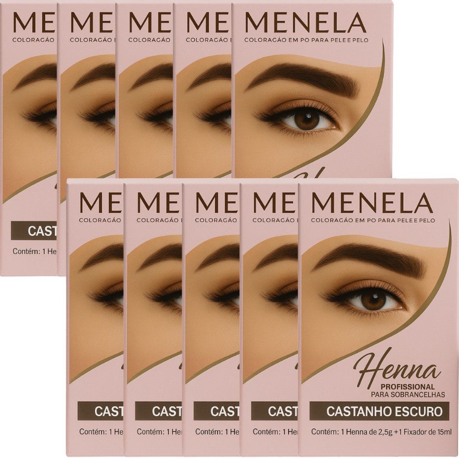 Super Combo Menela Profissional: 10 Hennas para Sobrancelhas Impecáveis