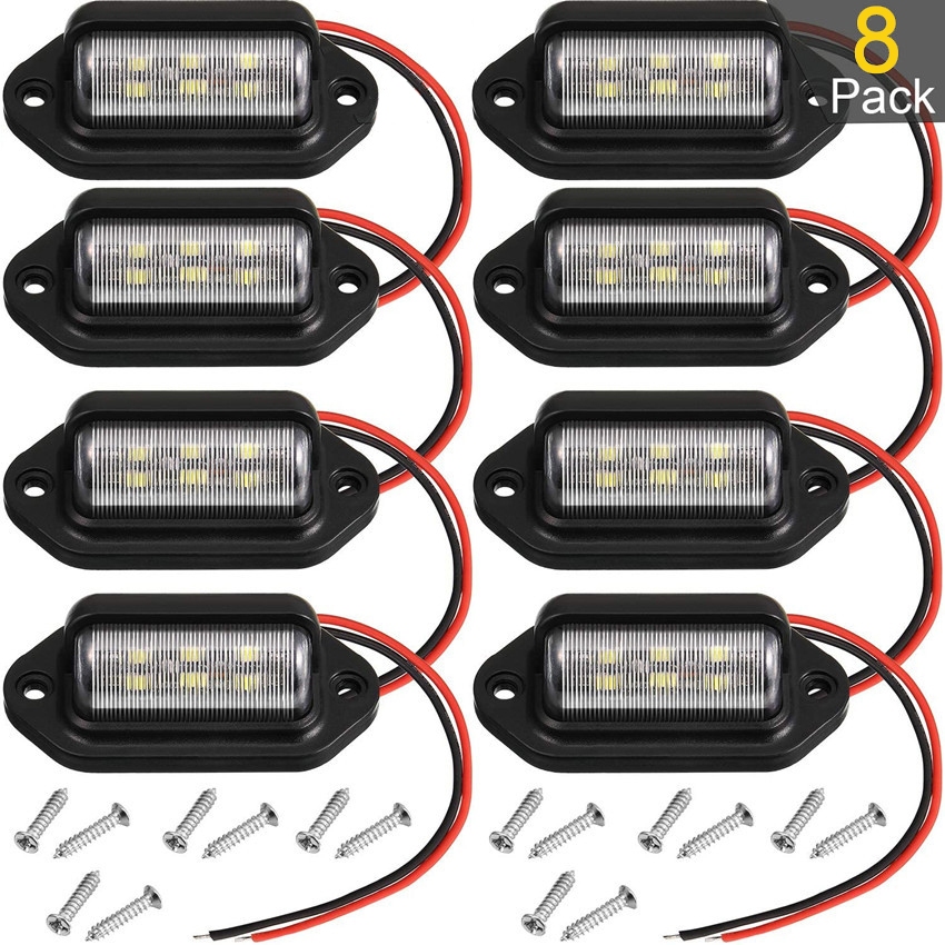 Luz Traseira À Prova Dágua 6 LED Dágua 12-24V Para Faróis De Placas De Caminhão