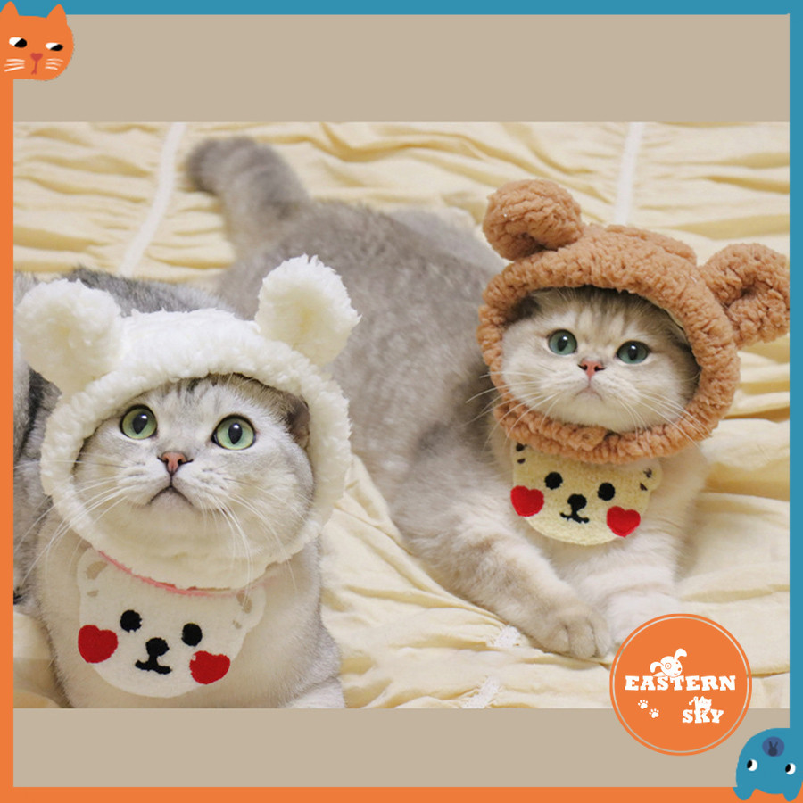 Chapéu De Animal De Estimação Pelúcia Capacete De Gato Bonito Cachorro Pequeno De Malha Vestido De C