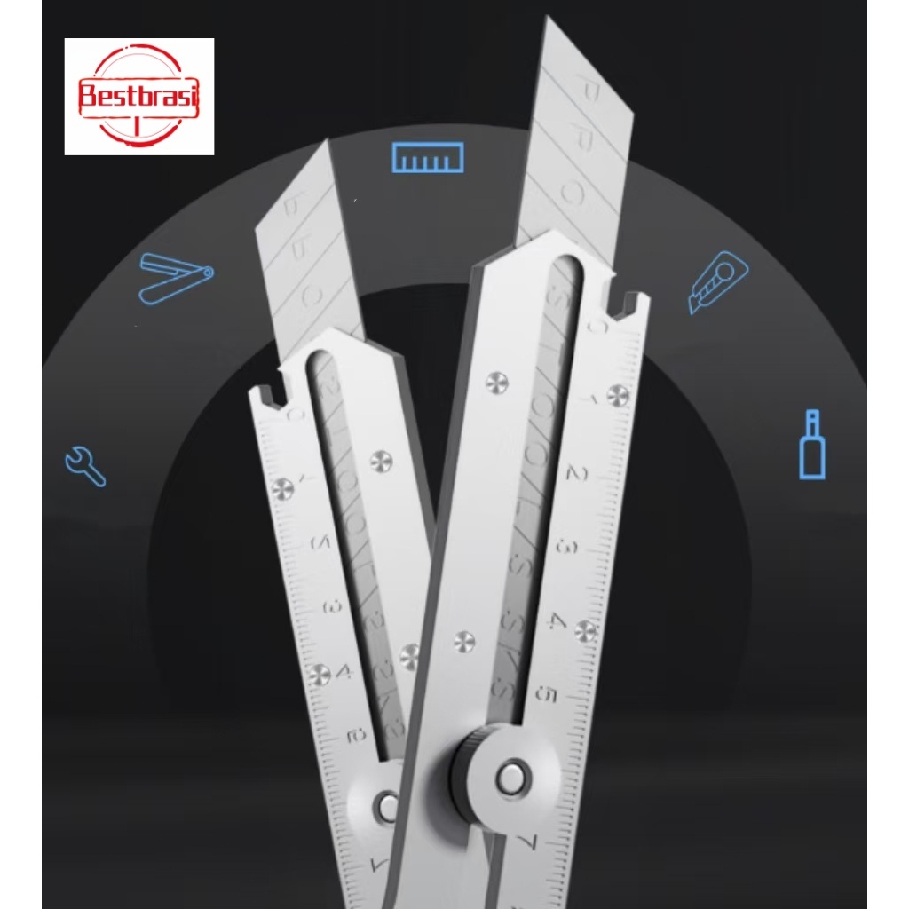 Estilete Profissional 18mm Com Trava Aço Inox Maciço 10 Lâminas