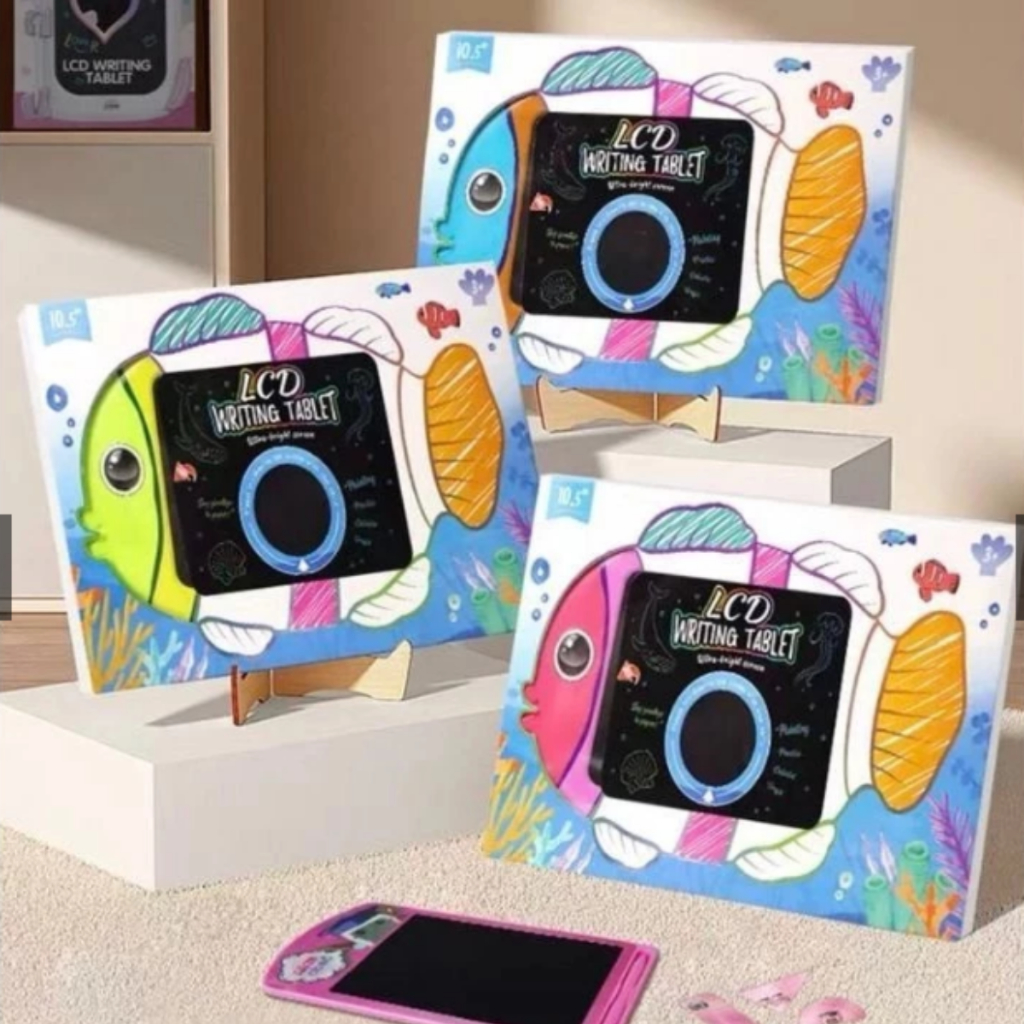 Lousa Mágica Tela LCD Placa de Escrita Brinquedo Educacional Infantil Display Colorido Peixe Sortido