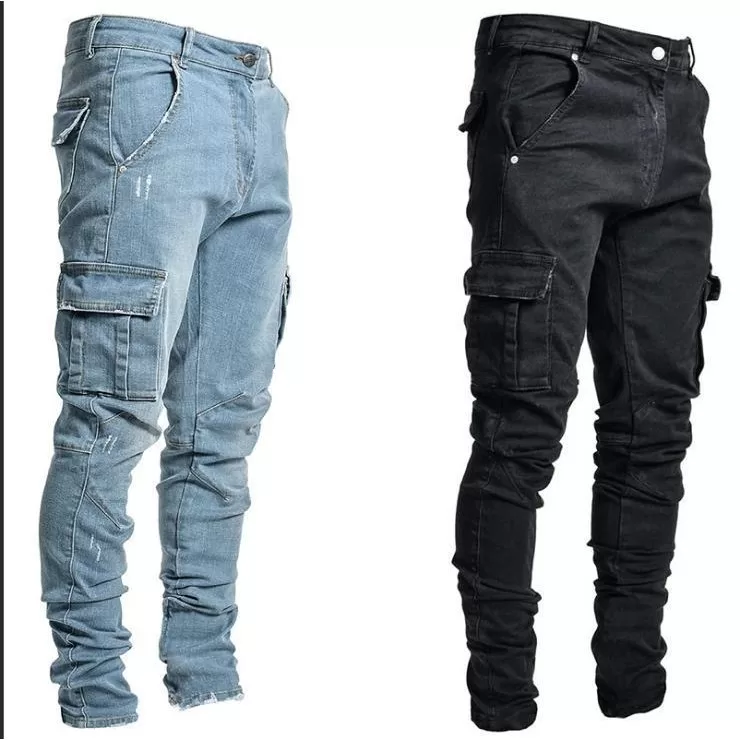 Calça Jeans masculina com bolso lateral Skinny Ca