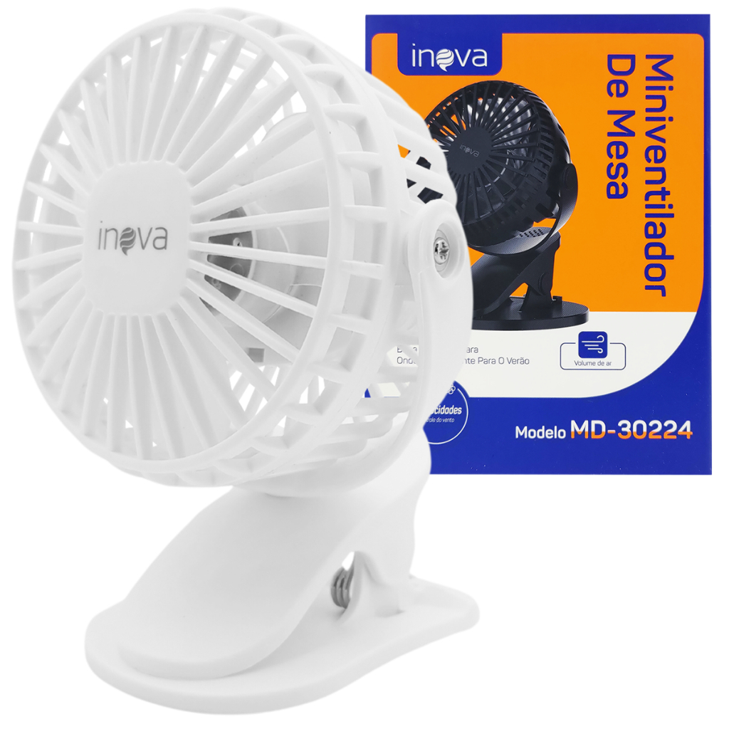 Mini Ventilador de Mesa Portátil com Bateria Recarregável Original Inova