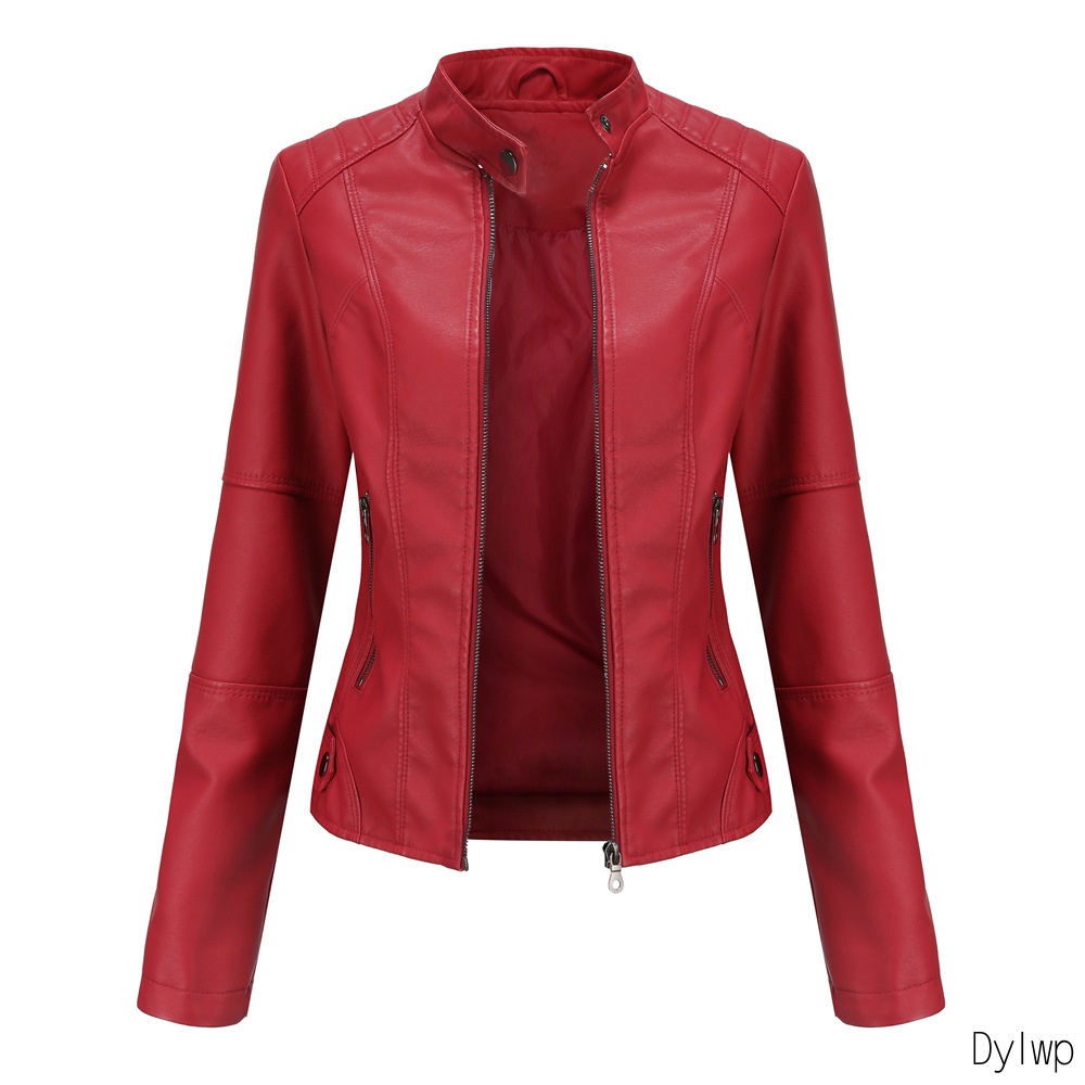 Jaqueta De Couro Feminina Outono Primavera Moto Motociclista Jaquetas Com Zíper Agasalhos– E