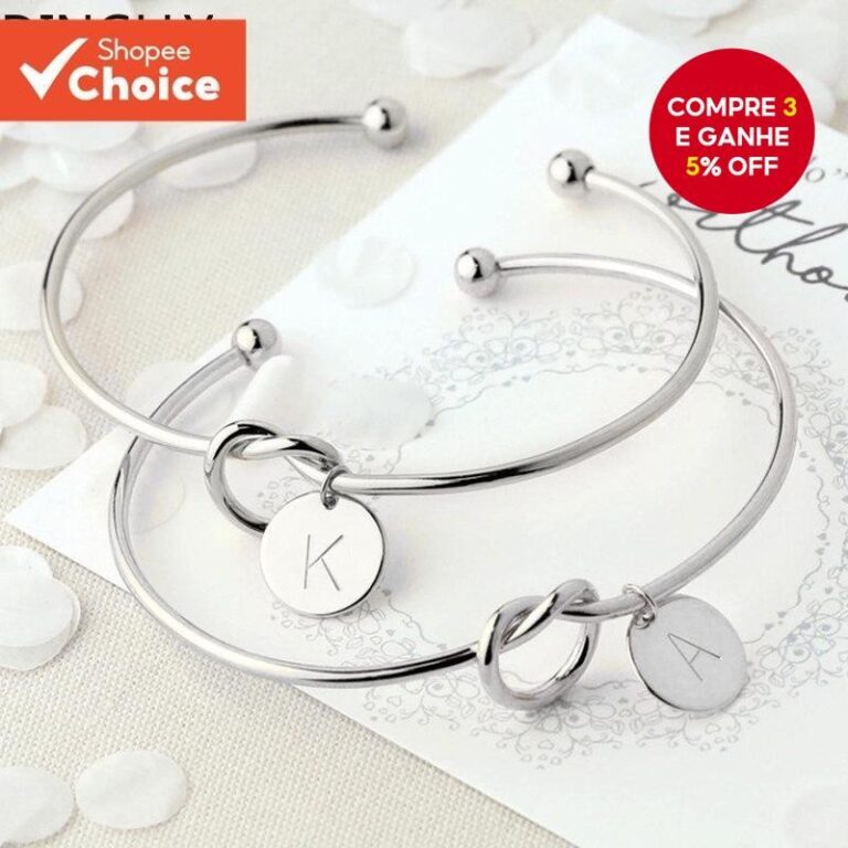 DINGLLY Alfabeto Charme Pulseira Prata Link Aberto