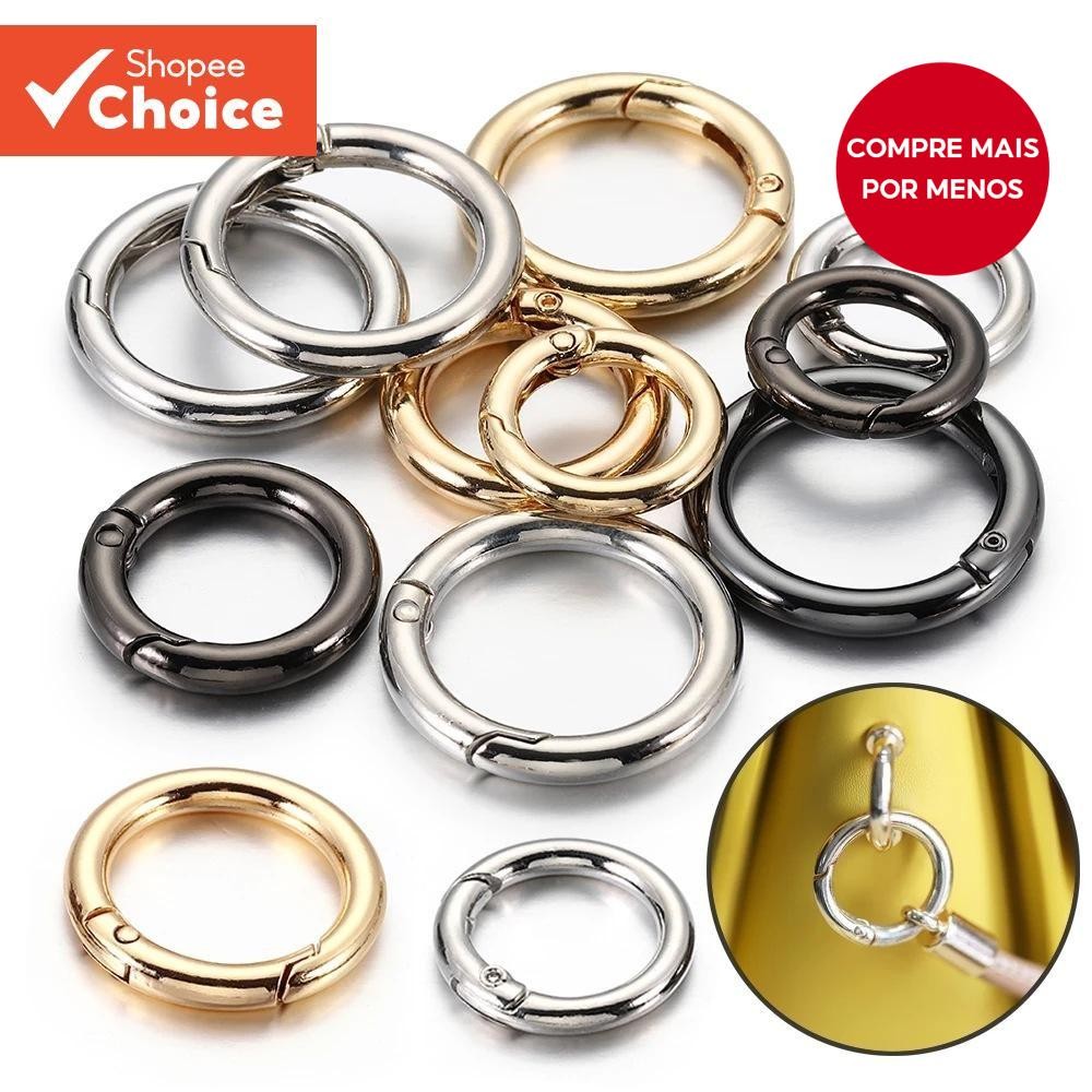 1 Pçs Anel De Abertura Chaveiro Bagagem Roupas Pingente Redondo Fivela Ouro Prata 25mm 32mm