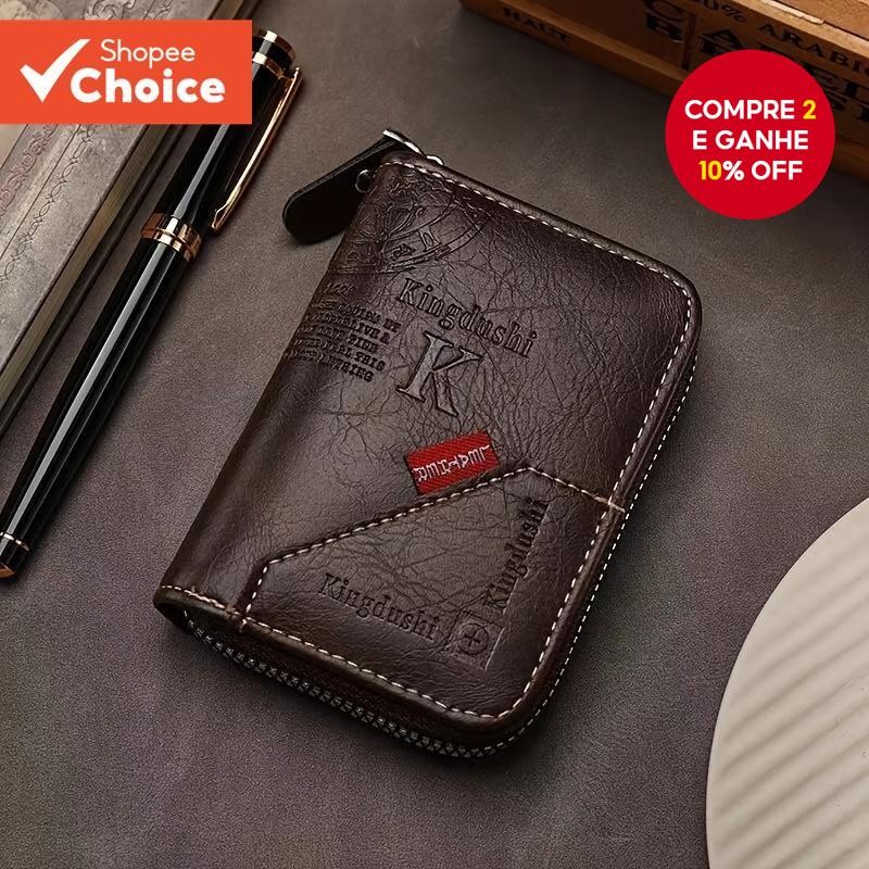 Carteira De Couro PU Vintage Porta-Cartões Fino Com 11 Slots RFID Bloqueando Presente Retrô Para Hom