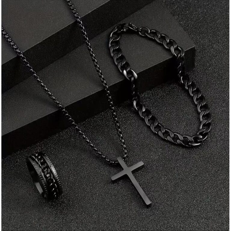 Conjunto De Pingente De Cruz Preta Estilo Punk Par