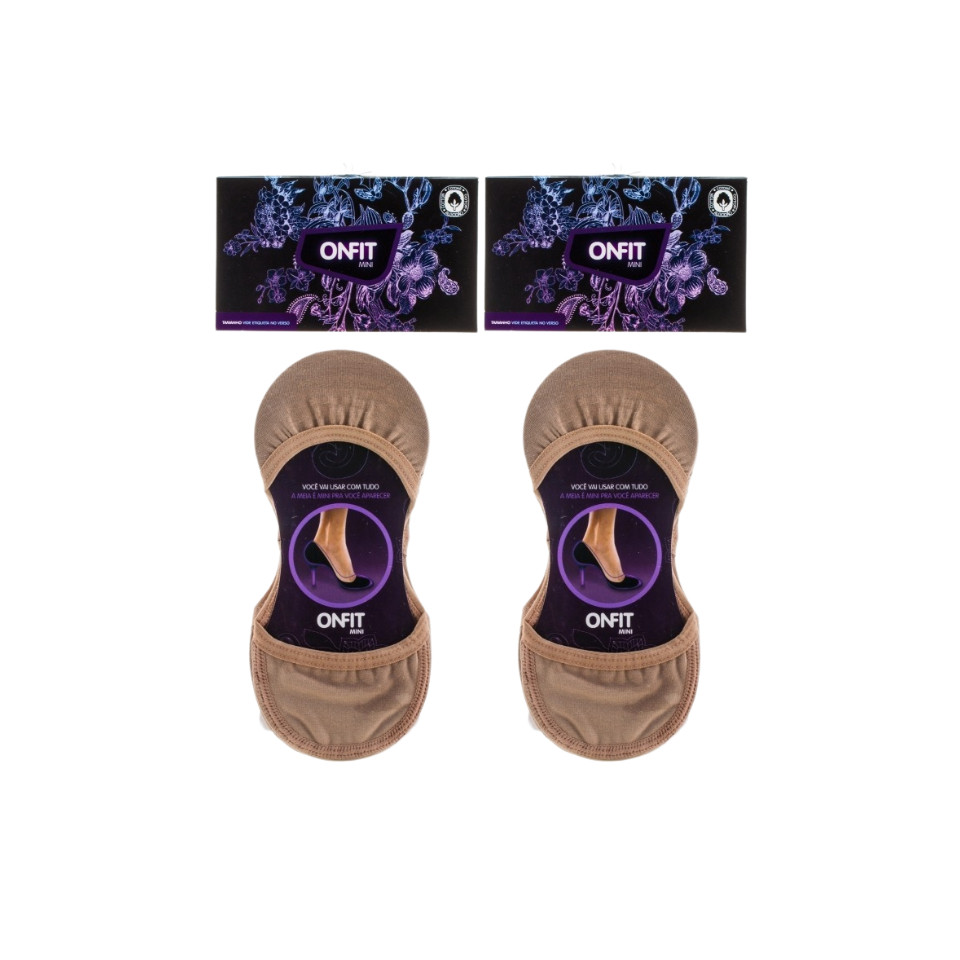 KIT MEIAS ONFIT MINI 2 PARES ALGODÃO NUDE BEGE TAM 36 A 39