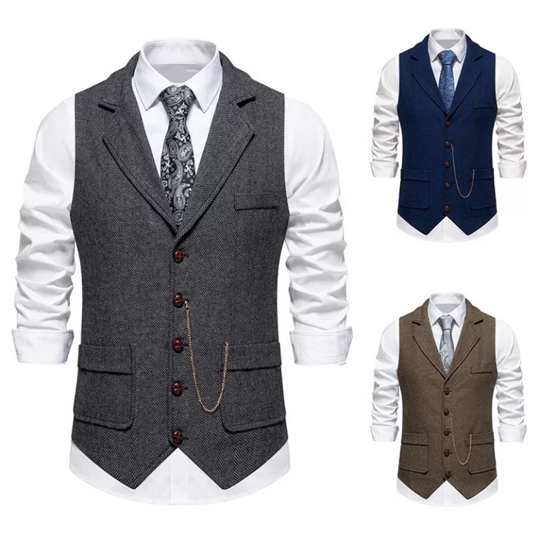 Colete Masculino De Tweed , Casual De Lã Espinha 