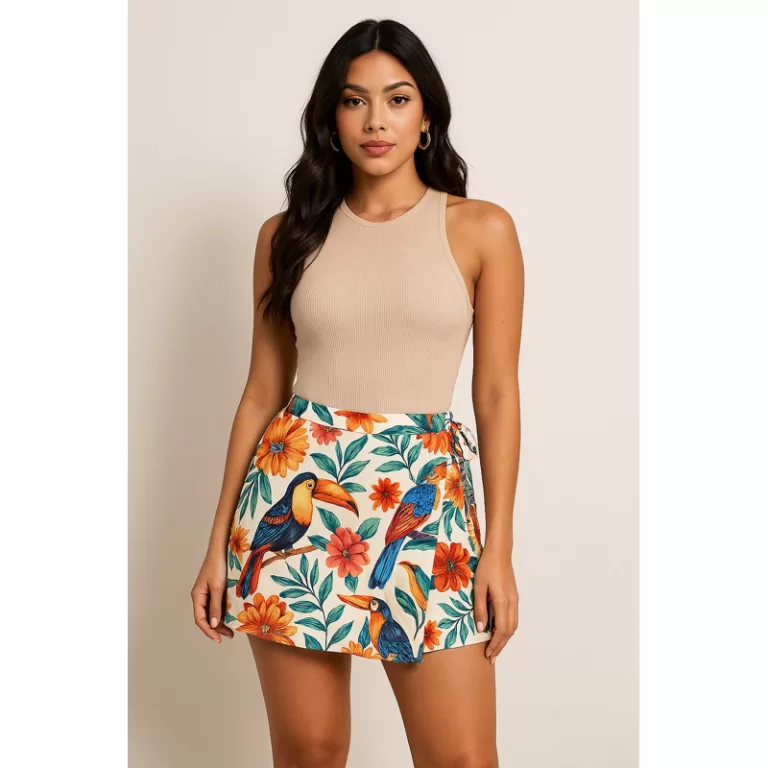 Short Saia Inspiração Estampado Feminino c/ Amar