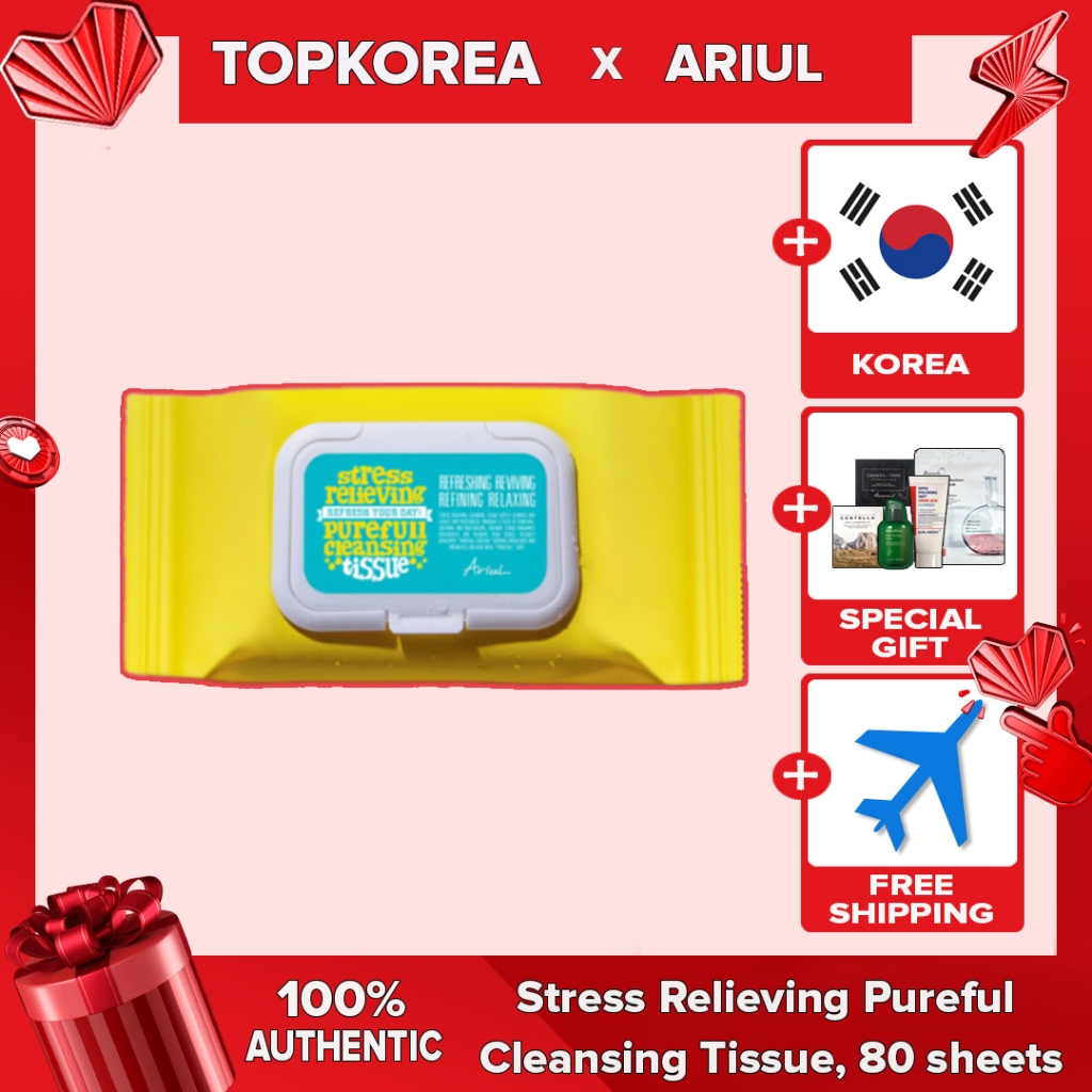 Tecido De Limpeza Puro Para Alívio Do Estresse Ariul , 80 Folhas TOPKOEA Envio Da Coreia