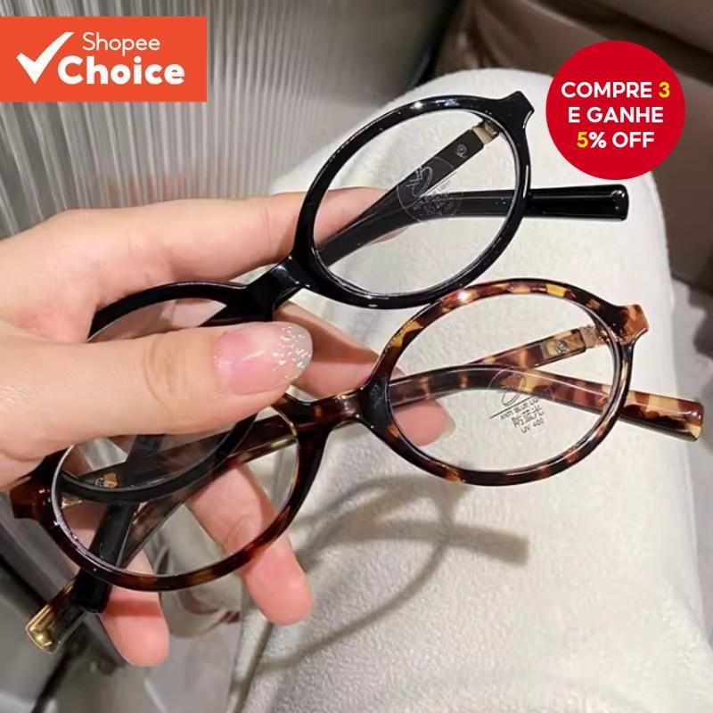 Óculos Vintage Com Estampa De Leopardo , Armação Oval , Bloqueio De Luz Azul Para Mulheres E Homens