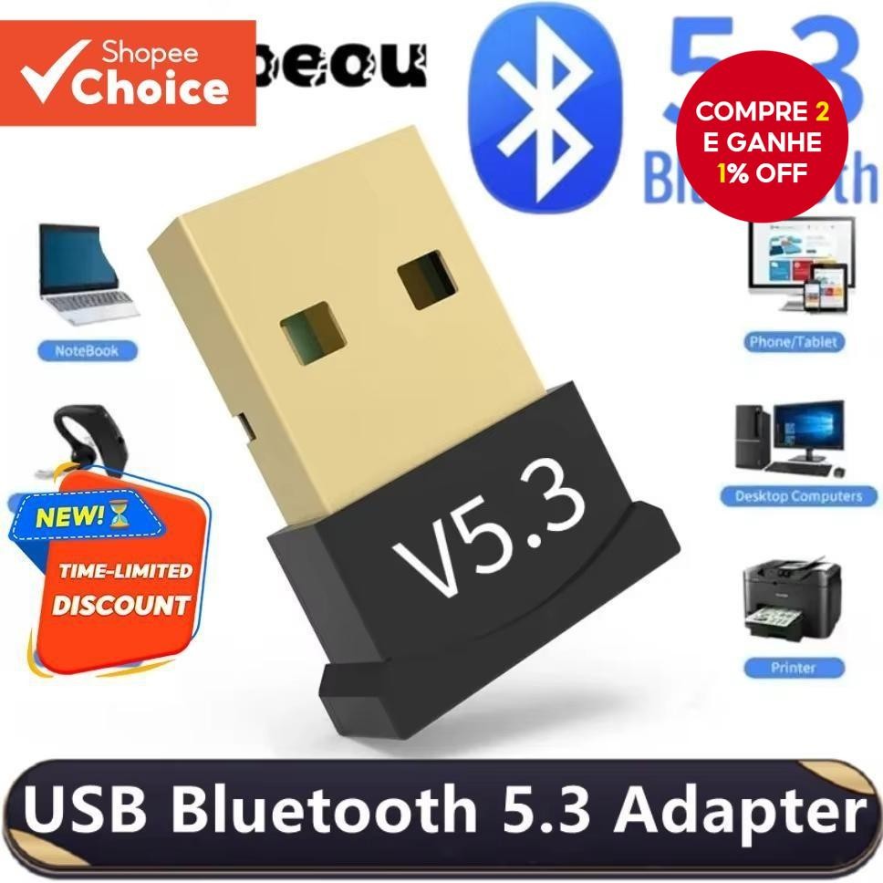 5.3 Adaptador Bluetooth Receptor USB Para Transmissor De Unidade Livre De Laptop De Mesa
