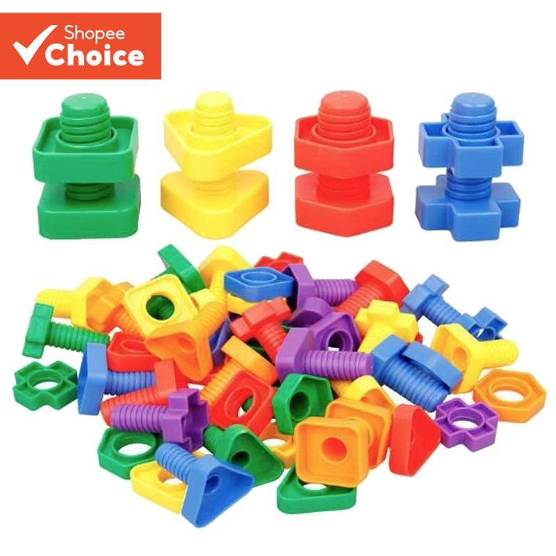5 Conjunto de Blocos de Construção Educativos em Forma de Parafusos para Crianças Montessori