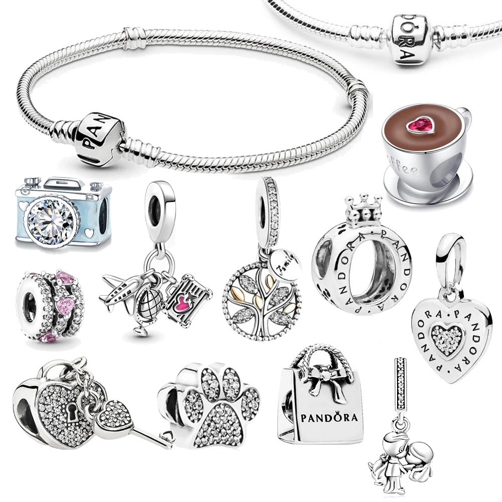 Pulseira Cadeia De Prata 925 Berloque Encantos Clássico Inicial Charme Pingente Pulseiras Bijuterias