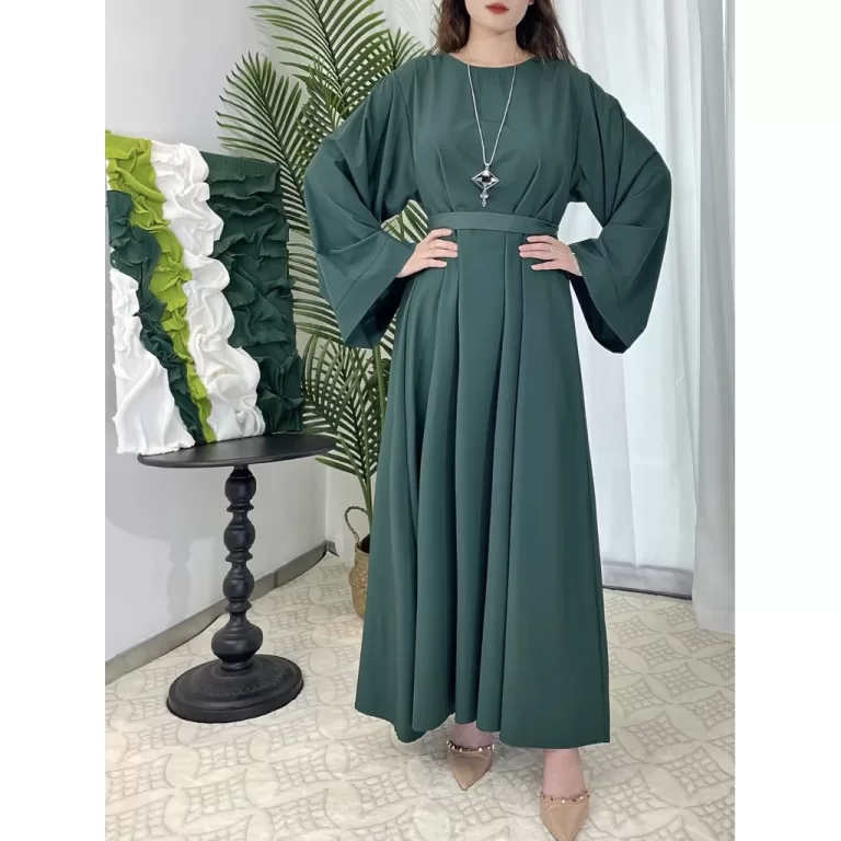 Vestido De Oração Feminino Com Cinto De Manga Ch