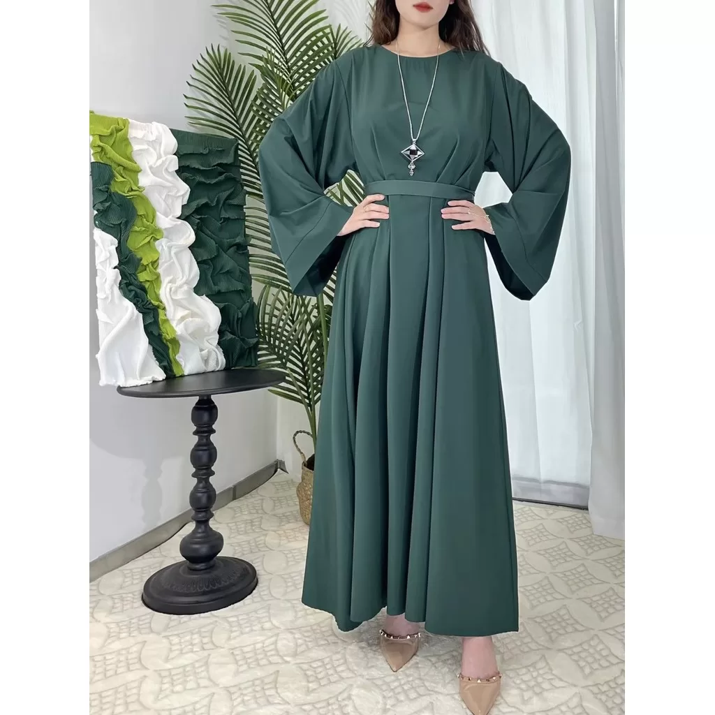 Vestido De Oração Feminino Com Cinto De Manga Cheia Vestuário Islâmico Jilbabs Dubai Robe Ramadan Ve