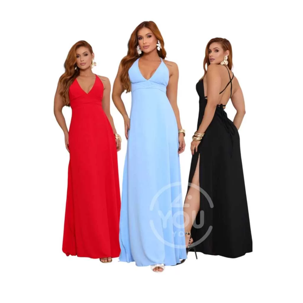 Vestido Longo Transpassado Fenda Lateral – O Must-Have da Elegância para Eventos e Noites Especiais