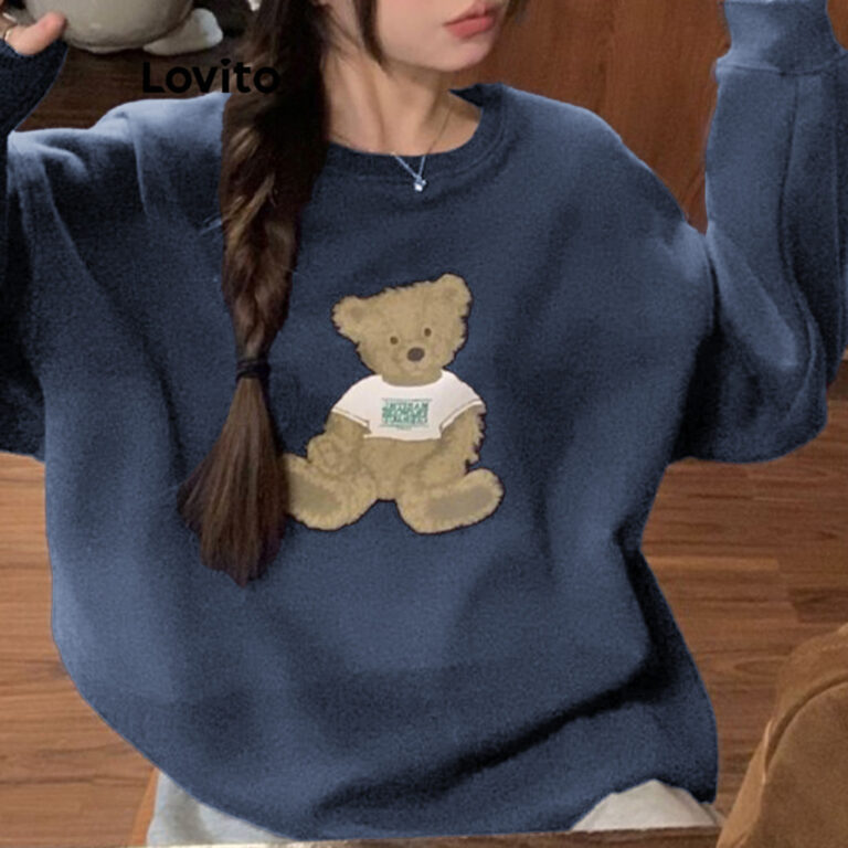 Lovito Moletom Casual Com Estampa Lisa Para Mulher