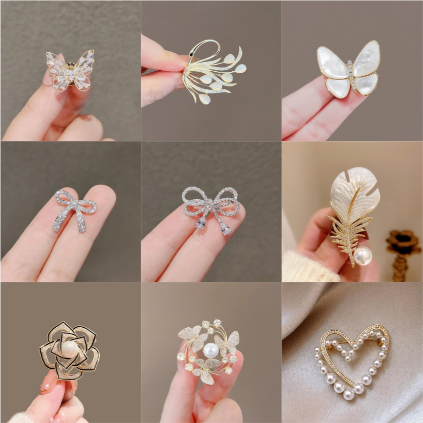 Broche/20 Estilos de Lenço de Caçaça/Lindo Pérola Borboleta Barato/Núcleo Fêmea