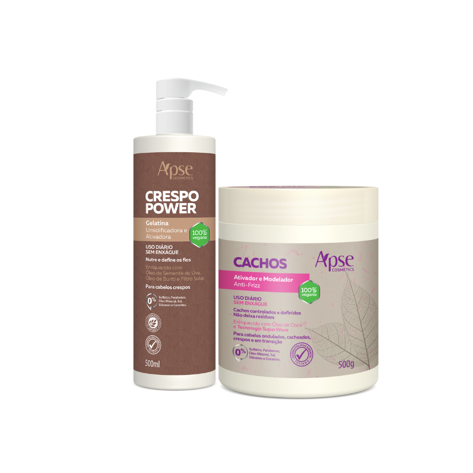 KIT APICE GELATINA CRESPO POWER 500ML E ATIVADOR CACHS 500G