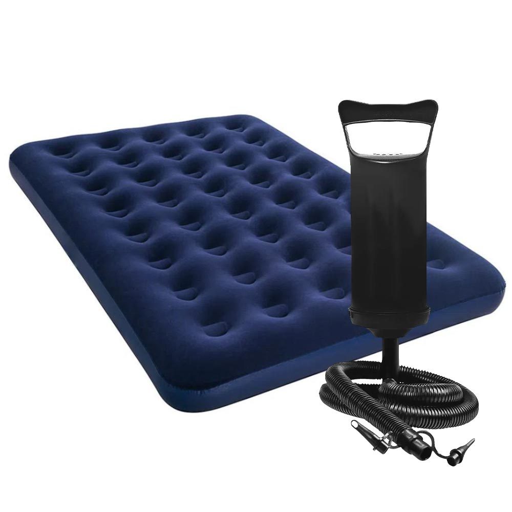 Kit Colchao Inflavel Casal ou Solteiro de Ar Suporta 200kg + Bomba de Ar