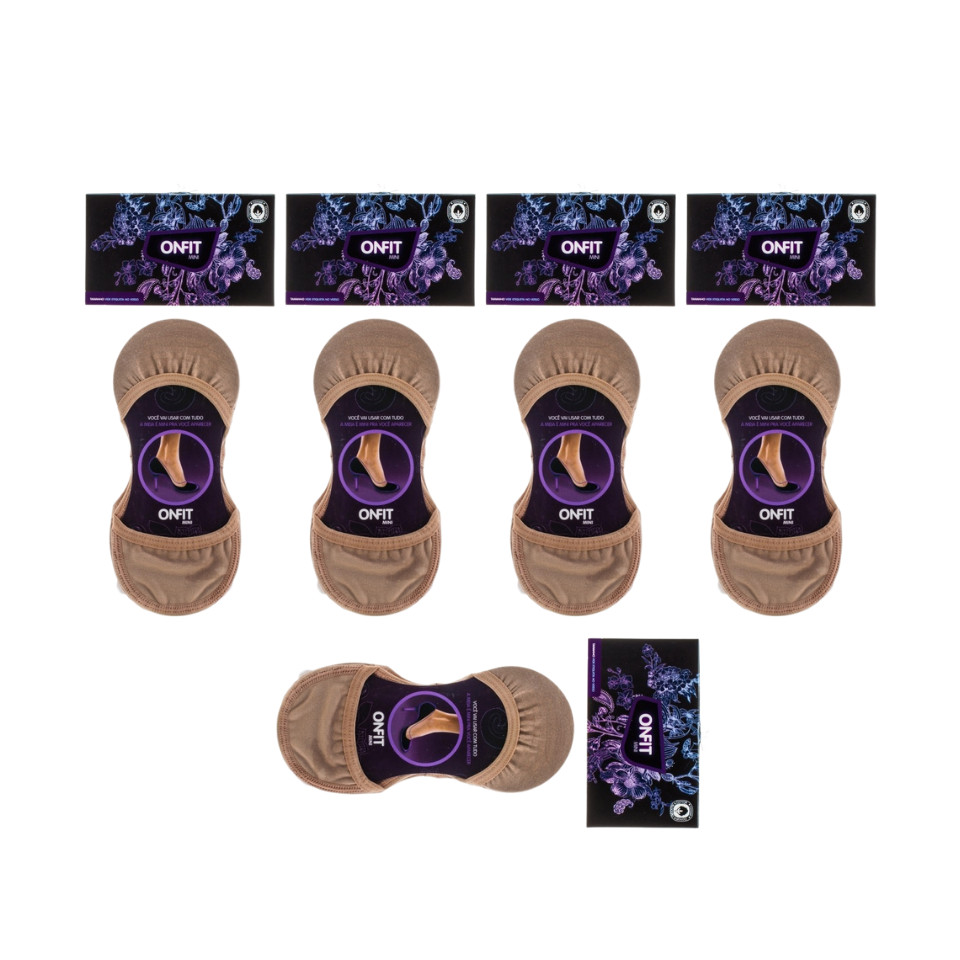 KIT MEIAS ONFIT MINI 5 PARES ALGODÃO NUDE BEGE TAM 33 34 35