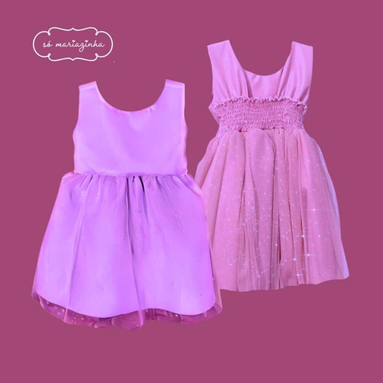 Vestido  P a G Infantil Lilas  Brilho Rescem nasci