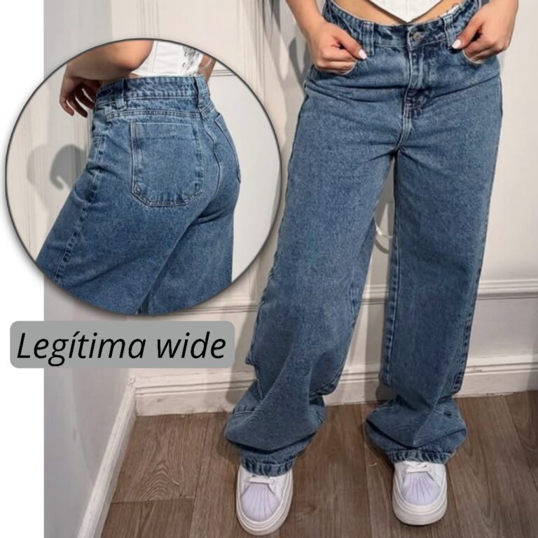Calça Jeans Feminina Wide Leg pantalona Cintura A