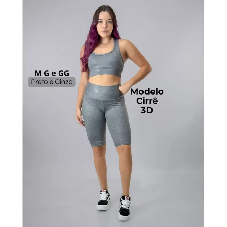 Conjunto Feminino Academia Bermuda e Top Nadador c