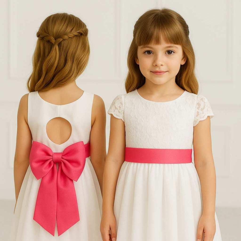 Faixa e Laço Dama de Honra Infantil Acessório Vestido Festa elegância conforto Rosa Chiclete REF4196