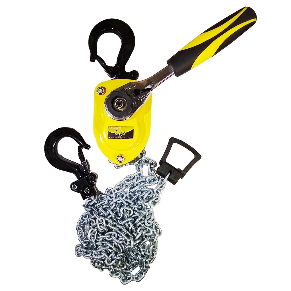 TALHA MANUAL DE ALAVANCA COM CAPACIDADE 750 KG E CORRENTE 3 METROS