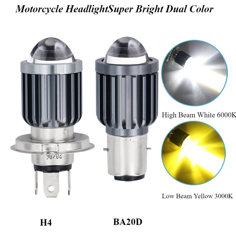 1Pc 12-80V BA20D/H4 Led Light Farol De Motocicleta Super Brilhante Dupla Cor Alto Baixo Viga