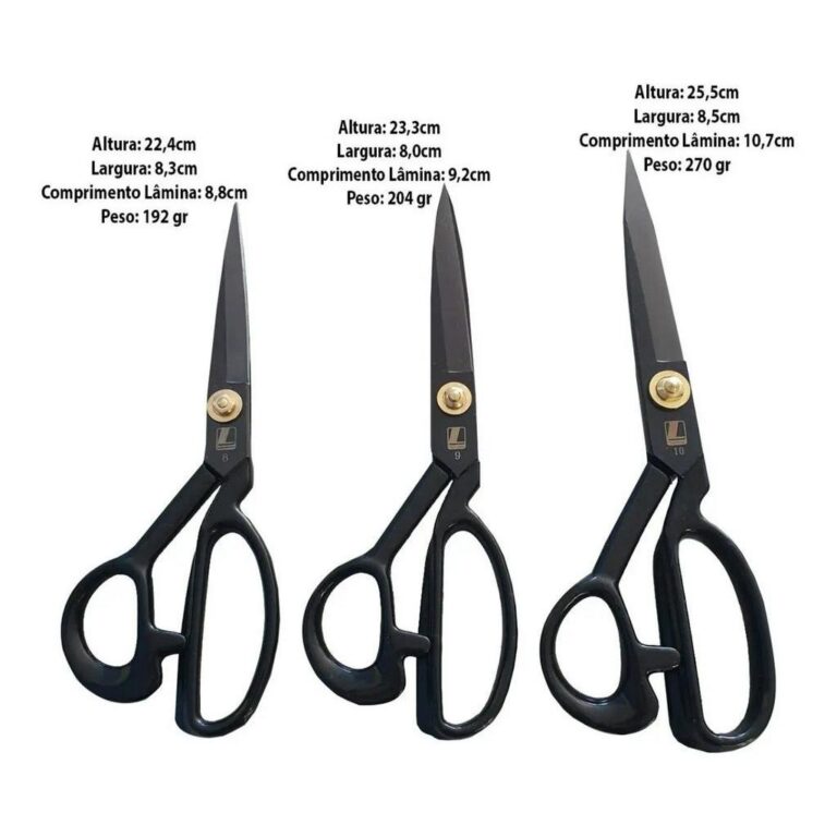 Kit 3 Tesouras Costura Profissional Alfaiate 8 9 1