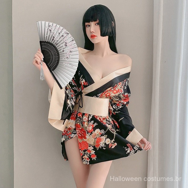 Nova Chegada Lingerie Feminina Cosplay Estilo Japonês Kimono e Conjunto de Robes
