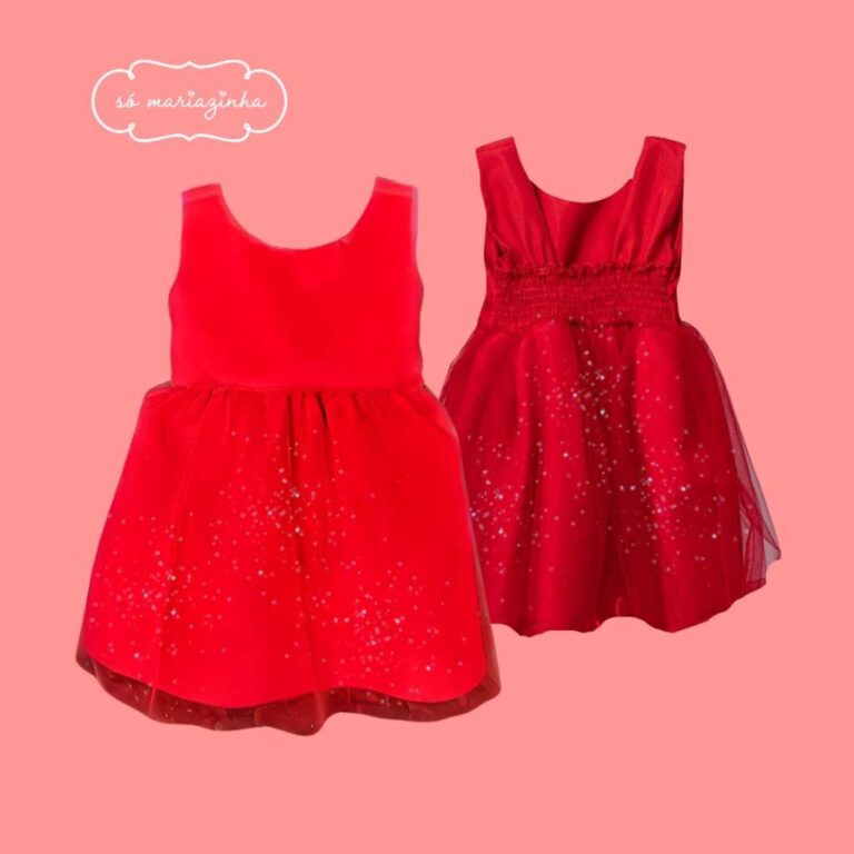 Vestido  P a G Infantil Vermelho  Brilho Rescem na