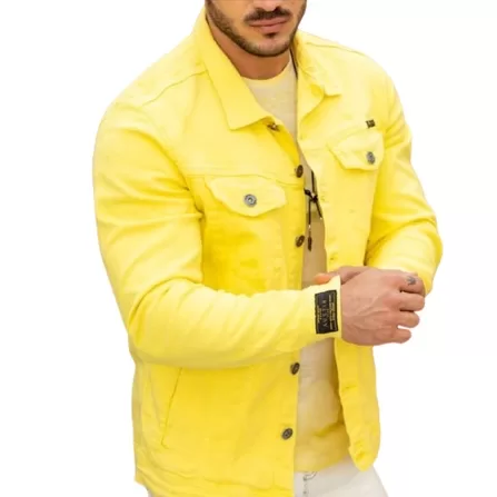 Jaqueta Sarja Amarelo Masculina Slim Fit Rasgada