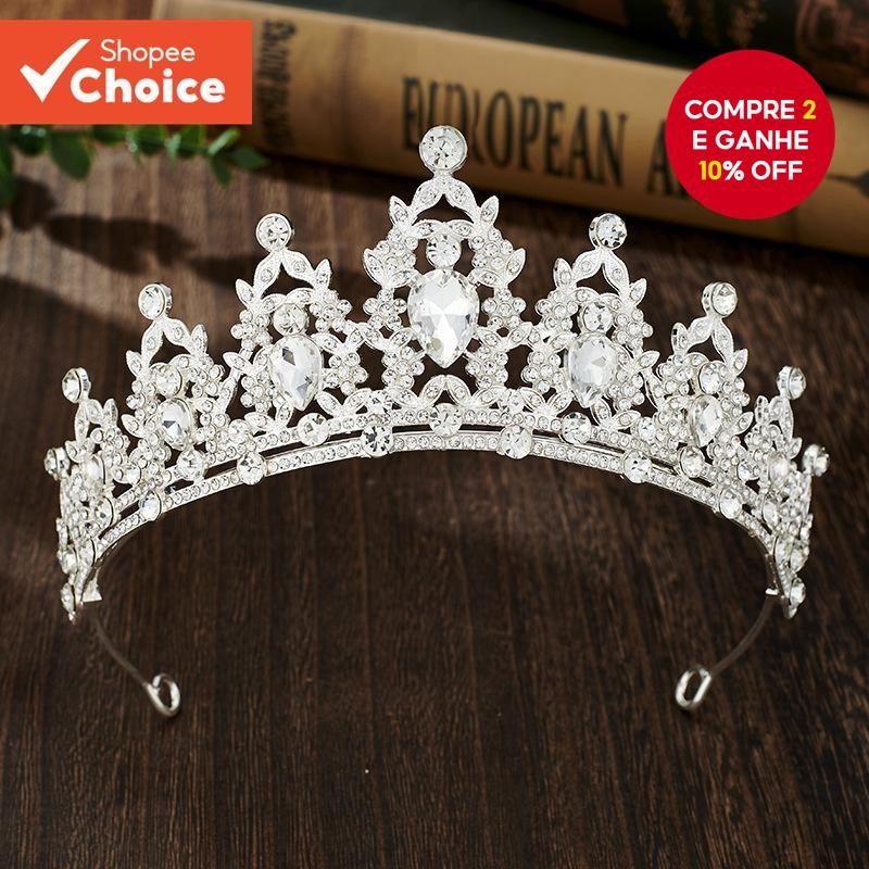 Tiara De Noiva-Coroa De Liga Baro que Com Cristais Coloridos Para Acessórios Dr ess De Casamento
