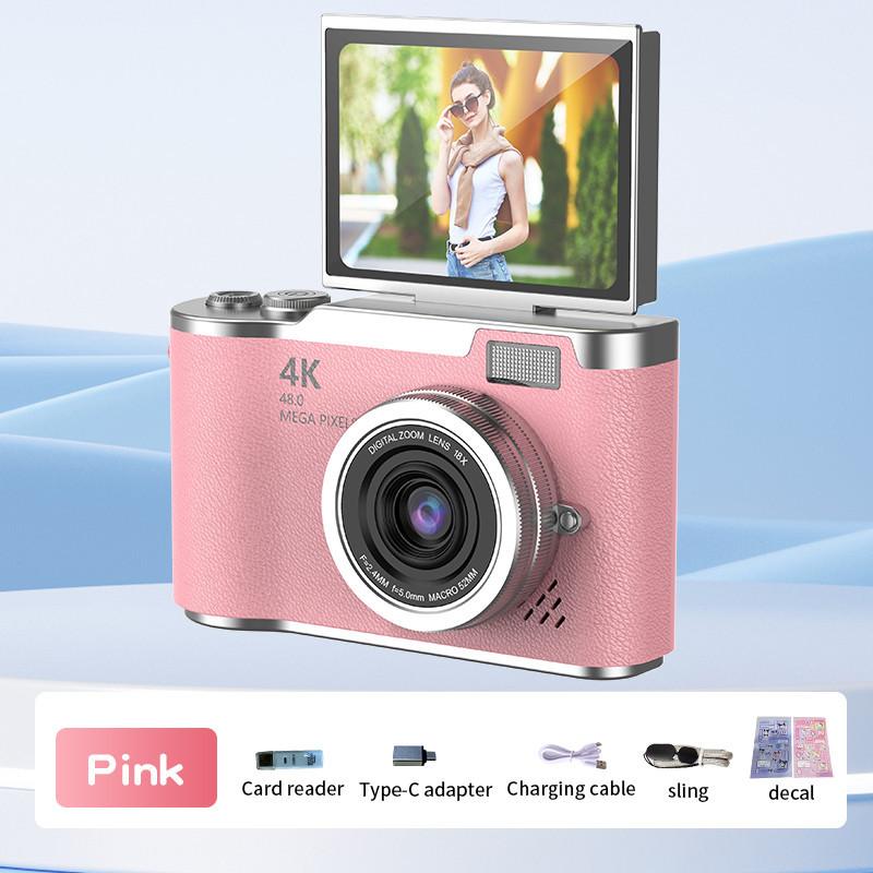 Câmera De Fotografia Digital 4K CCD 8X Zoom 4K 4800W Pixels AF Autofoco Vlog Gravador De Vídeo 180 °