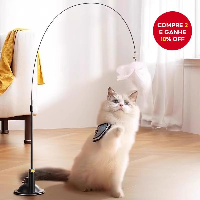 Ventosa Gato Teaser Brinquedo Com Penas Varinha Interativa Engraçado De Cabo Longo Para Gatos Preto