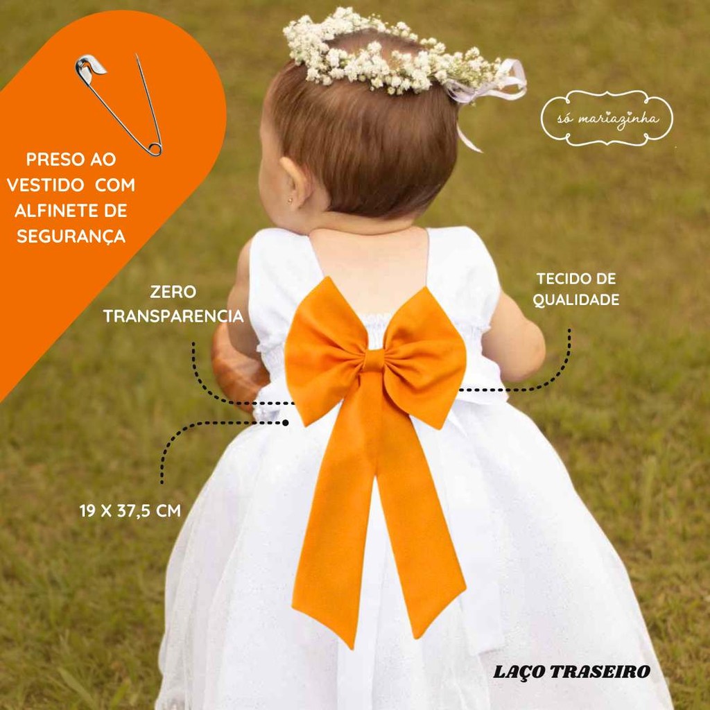 Laço LARANJA Para Vestido Decoração Acessório De Vestido Festa Em Tafeta tamanho unico REF4205