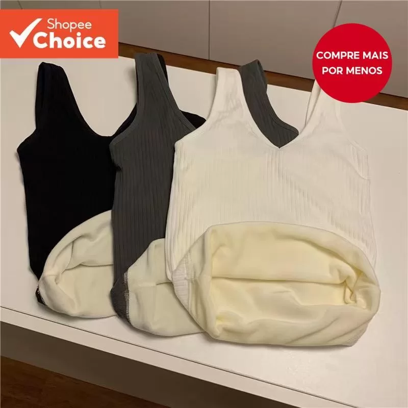 Roupas de aquecimento forro de lã engrossado colete térmico feminino padrão Vertical Design outono i