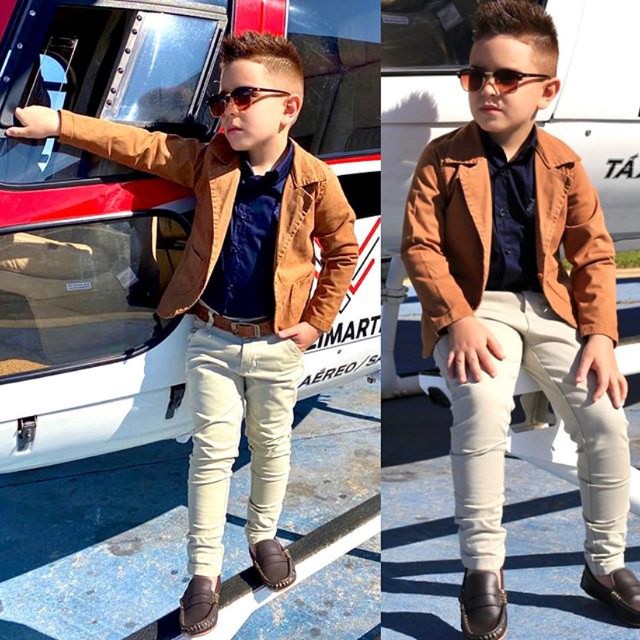 Roupa Menino Infantil Blazer Sarja Caramelo e Cal