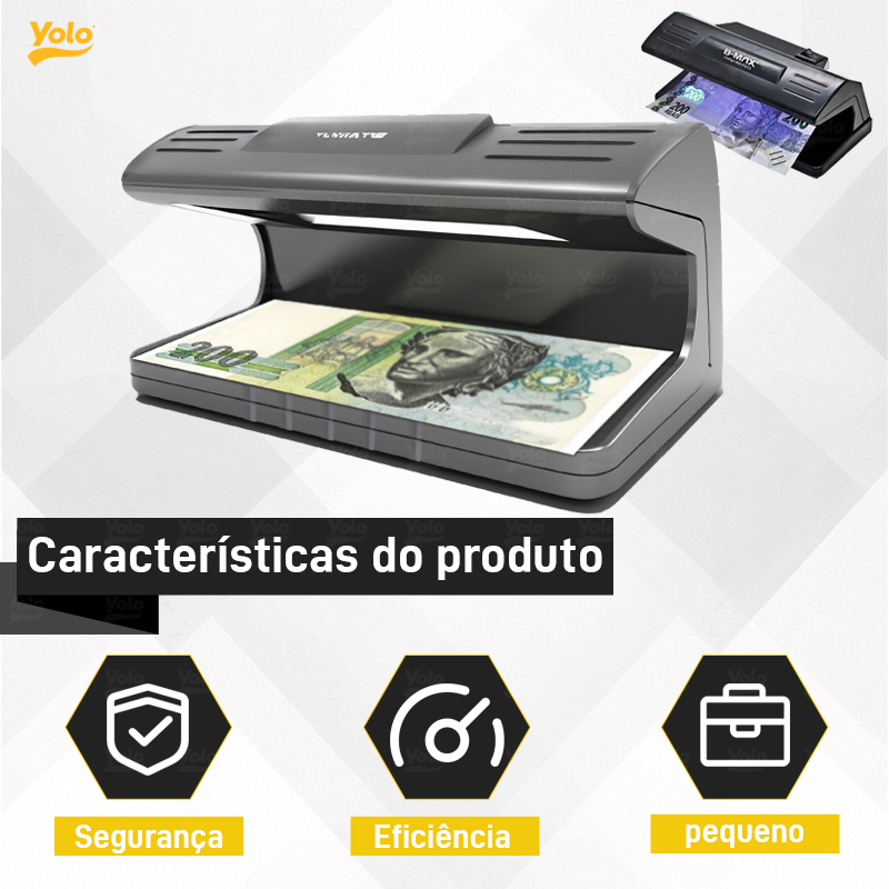 DETECTOR DE NOTAS FALSAS BMAX | LUZ UV + MARCA DÁGUA | BIVOLT 110V/220V | PORTÁTIL | LOJAS – Entrega