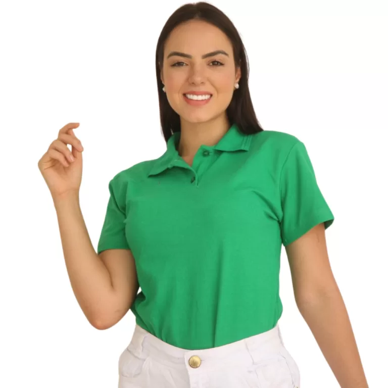 Camiseta Polo Piquet Feminina Branca Manga Curta B