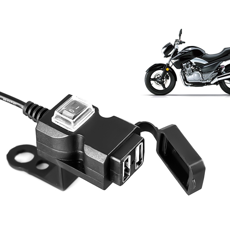 Carregador De Guiador De Moto À Prova Dágua 12V Fonte De Alimentação USB Dupla Para Telefone Móvel