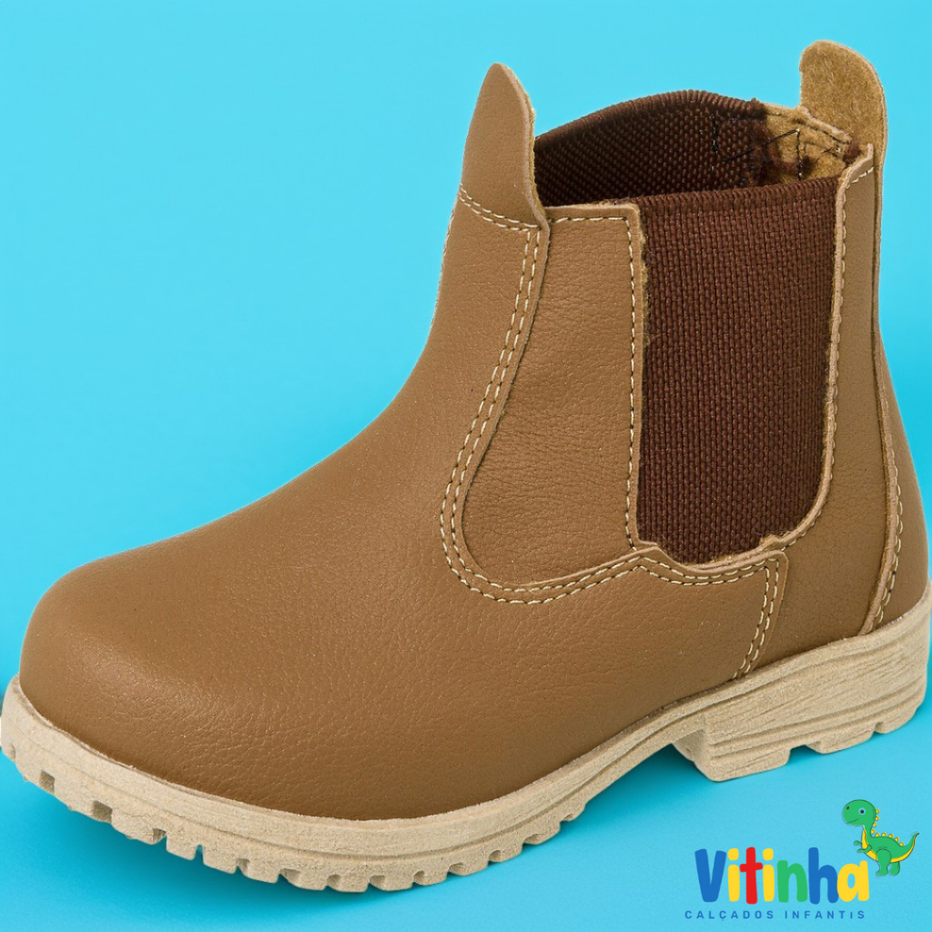 Bota Botinha Botina Jeca Masculina Infantil Menino Bebê Caramelo Cowntry