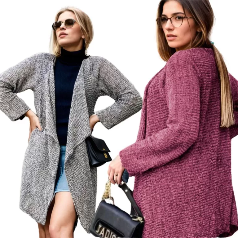 Cardigan Tricot Feminino Kimono Assimétrico Bási