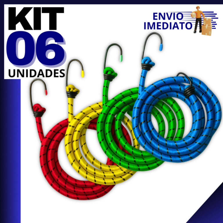 Kit 6 Corda Elástica 150cm x 8mm | Para Moto, Bag